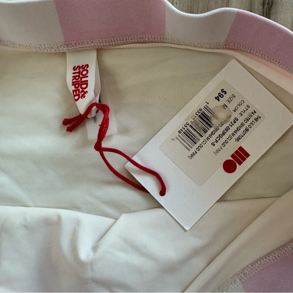 Solid & Striped Nwt Lilo Bikini Bottom Painted Gingham Cloud Pink High Waist — image 2 of 3